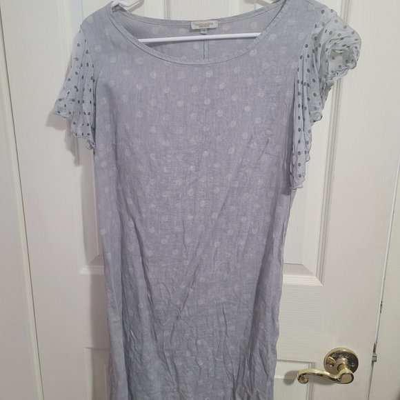 Linen Polka Dot Dress - Picture 1 of 4